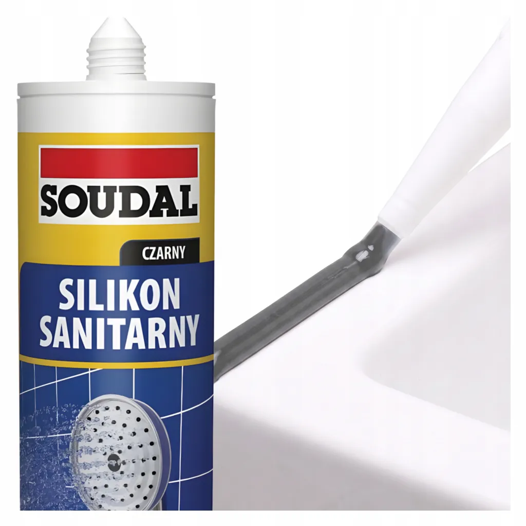 Silikon sanitarny Czarny Uszczelniacz Soudal 280 ml Odporny na Pleśń Wilgoć