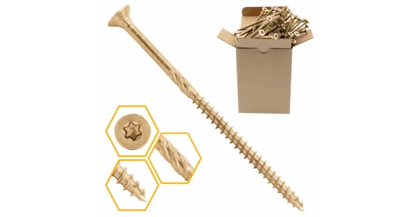 WKRĘTY CIESIELSKIE DO DREWNA 6x160 STOŻKOWE TORX 100szt WT-60160 AZMET