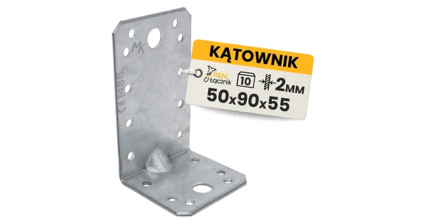 Kątownik Ciesielski Łącznik KPL3 Montażowy 50x90x55x2 Stalowy Ocynk 10szt