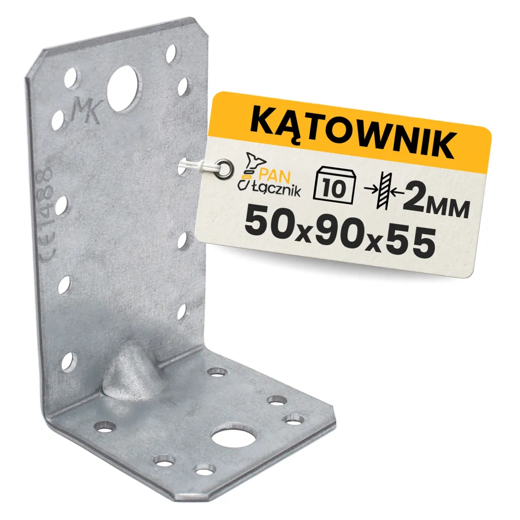 Kątownik Ciesielski Łącznik KPL3 Montażowy 50x90x55x2 Stalowy Ocynk 10szt