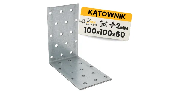 Kątownik Ciesielski Łącznik KM15 Montażowy 100x100x60x2 Stalowy Ocynk 10szt