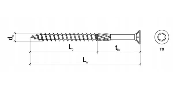 WKRĘTY CIESIELSKIE DO DREWNA TORX 6x260 100szt     stożkowe