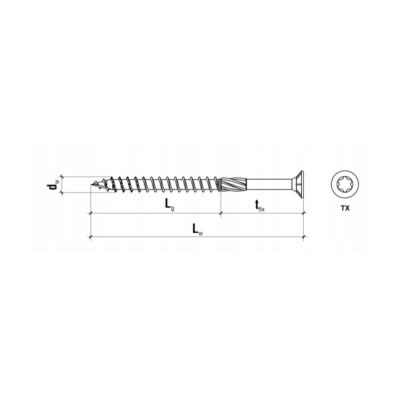 WKRĘTY CIESIELSKIE DO DREWNA TORX 6x260 100szt     stożkowe