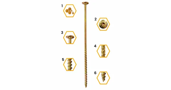 WKRĘTY CIESIELSKIE DO DREWNA TALERZOWE 6x220 TORX