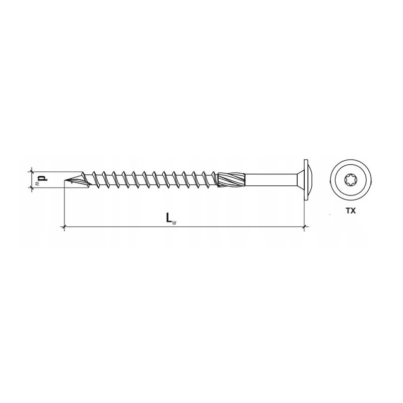 WKRĘTY CIESIELSKIE DO DREWNA TALERZOWE 8x80 TORX