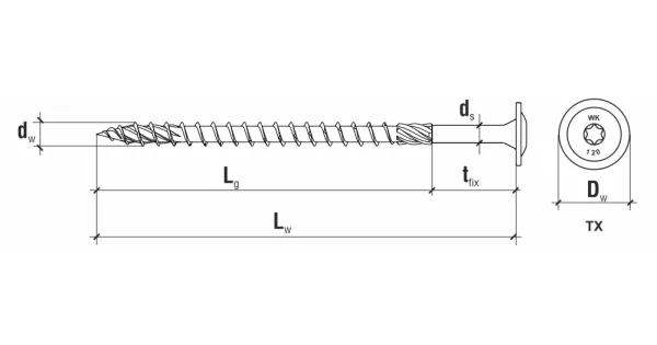 WKRĘTY CIESIELSKIE DO DREWNA TALERZOWE 8x380 TORX