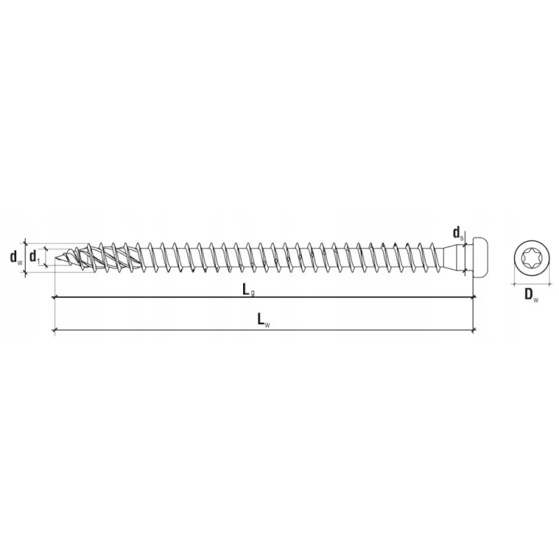 WKRĘTY DO ŁĄCZNIKÓW CIESIELSKICH 5x60mm TORX 250st