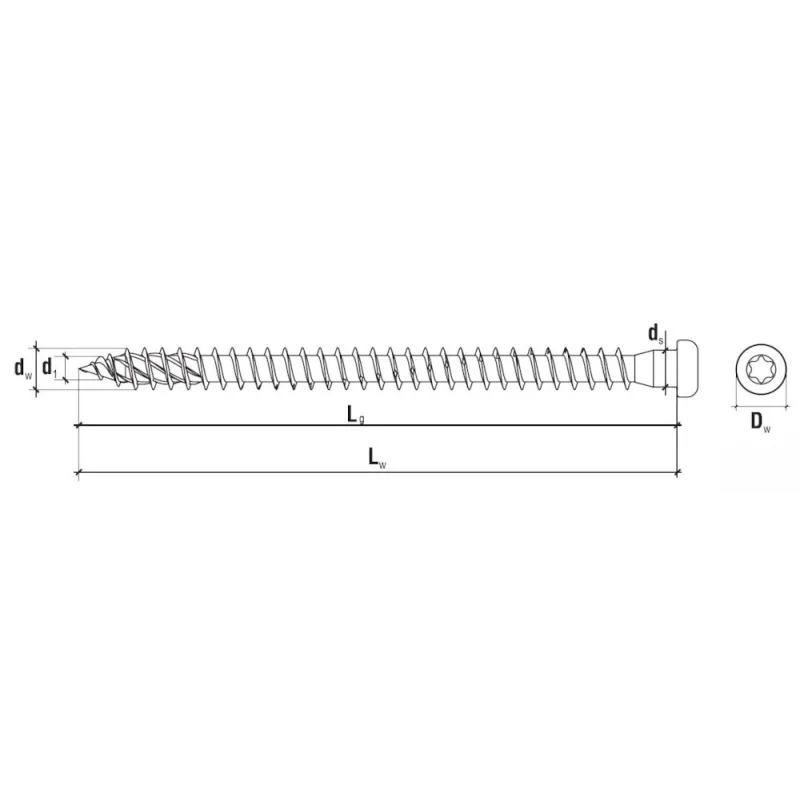 WKRĘTY DO ŁĄCZNIKÓW CIESIELSKICH 5x40mm TORX 250st