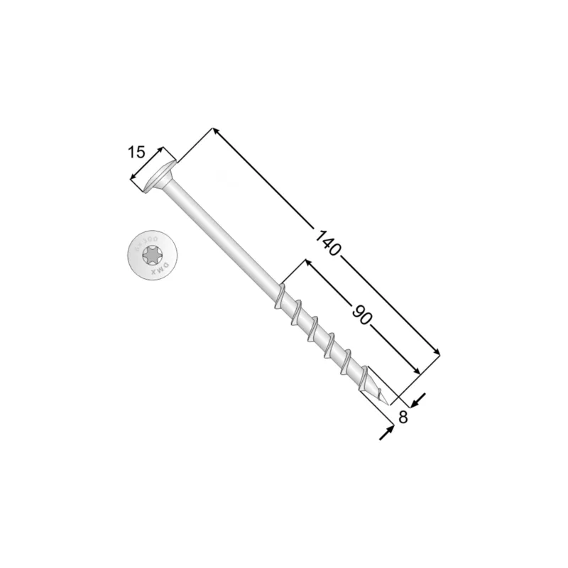 WKRĘTY DO GAZOBETONU 8x140 TORX ŁEB TALERZOWY 50szt