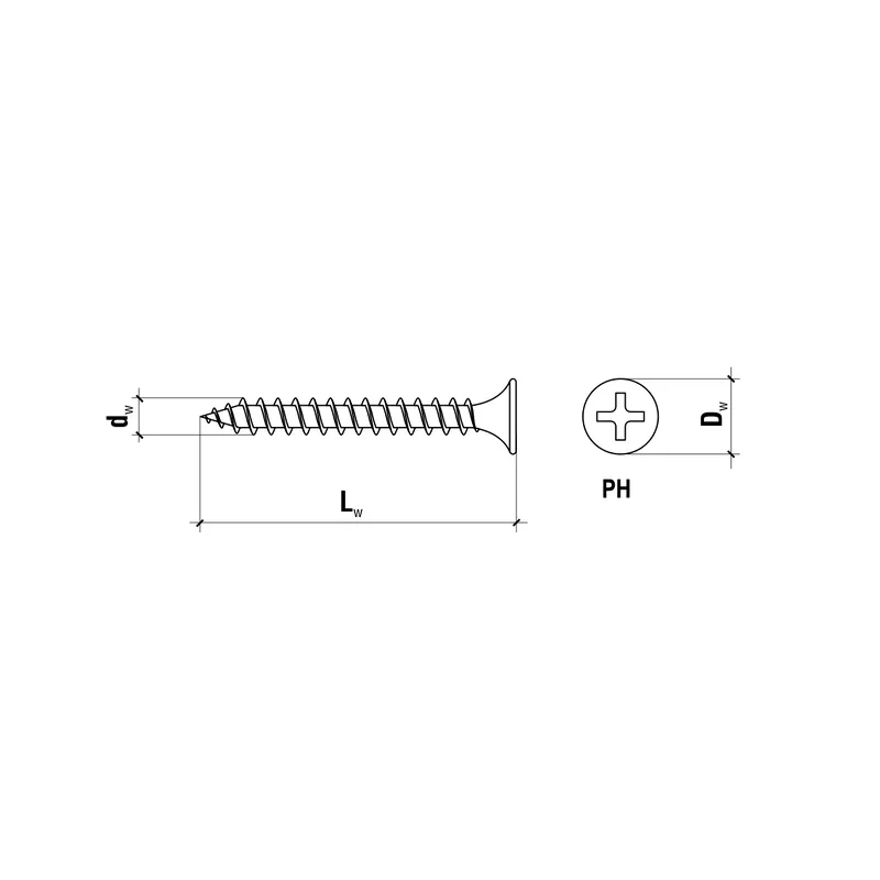 Wkręty KG do drewna PH-2 czarne 3,5x45 500szt