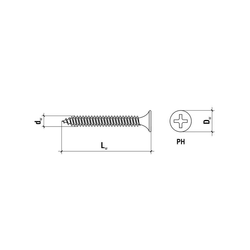 Wkręty KG do metalu PH-2 czarne 3,5x25 1000szt