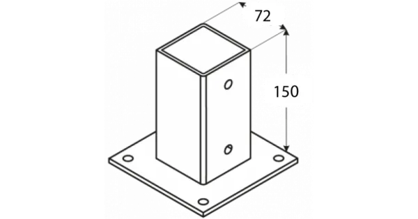 PSP70 PODSTAWA SŁUPA PRZYKRĘCANA DO BETONU 72x150