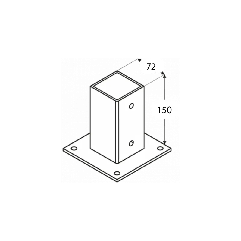 PSP70 PODSTAWA SŁUPA PRZYKRĘCANA DO BETONU 72x150