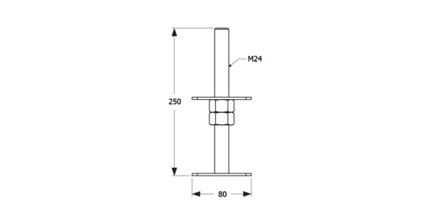 PSR 80 M24 PODSTAWA SŁUPA REGULOWANA 80x250x4