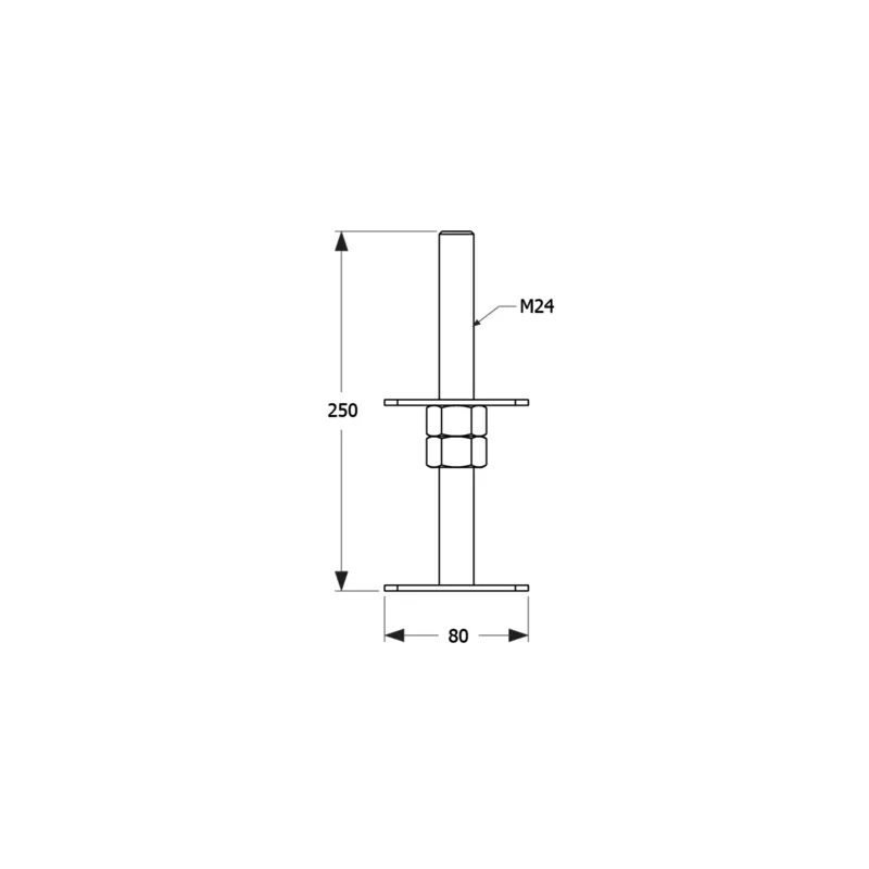 PSR 80 M24 PODSTAWA SŁUPA REGULOWANA 80x250x4