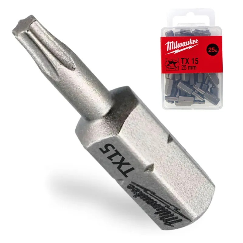 BIT KOŃCÓWKA DO WKRĘTARKI TX15 25szt TORX MILWAUKEE