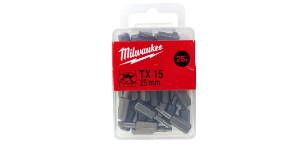 BIT KOŃCÓWKA DO WKRĘTARKI TX15 25szt TORX MILWAUKEE