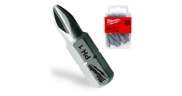 BIT KOŃCÓWKA DO WKRĘTARKI PH1 25mm 25szt MILWAUKEE