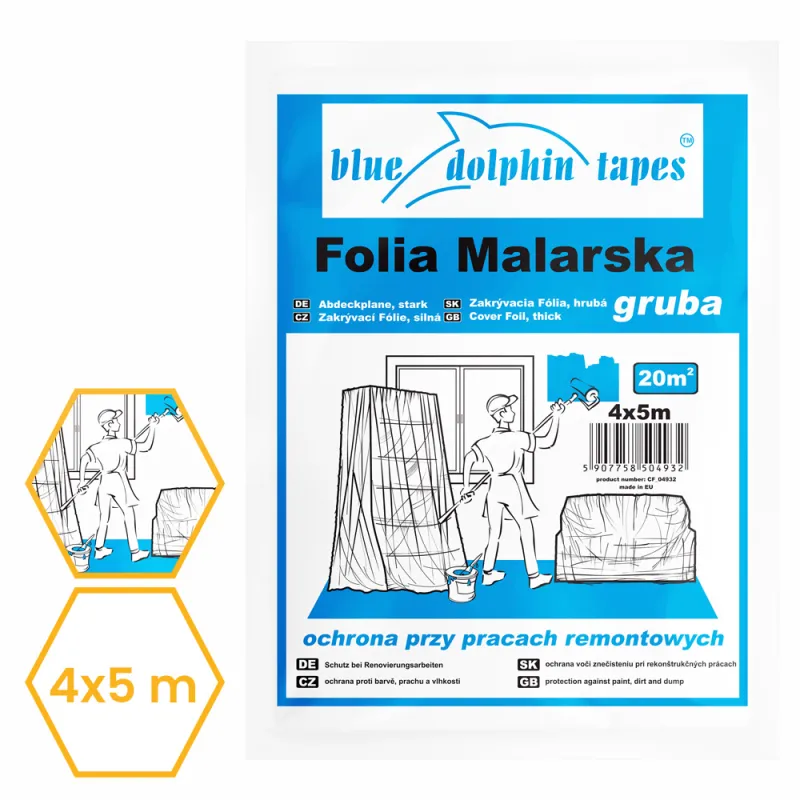 FOLIA MALARSKA OCHRONNA GRUBA 4x5m BLUE DOLPHIN