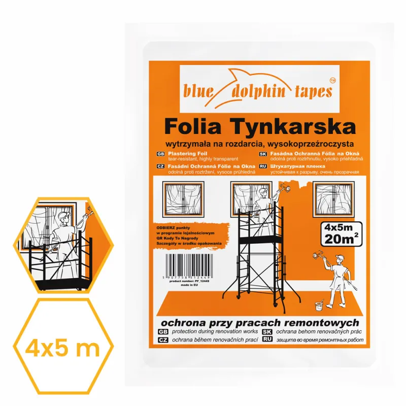 FOLIA TYNKARSKA OCHRONNA 4x5m BLUE DOLPHIN