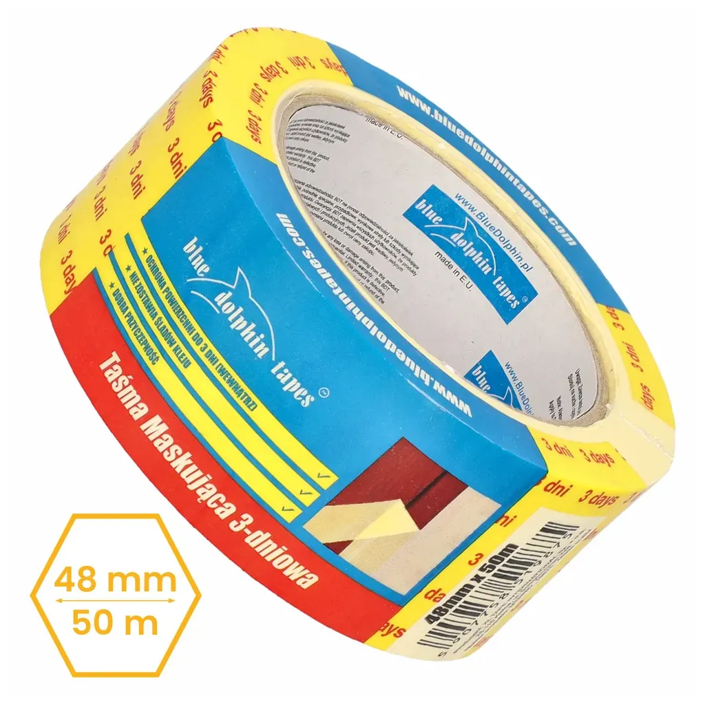 TAŚMA MASKUJĄCA MALARSKA 3 DNI 48mm x 50m BLUE DOLPHIN