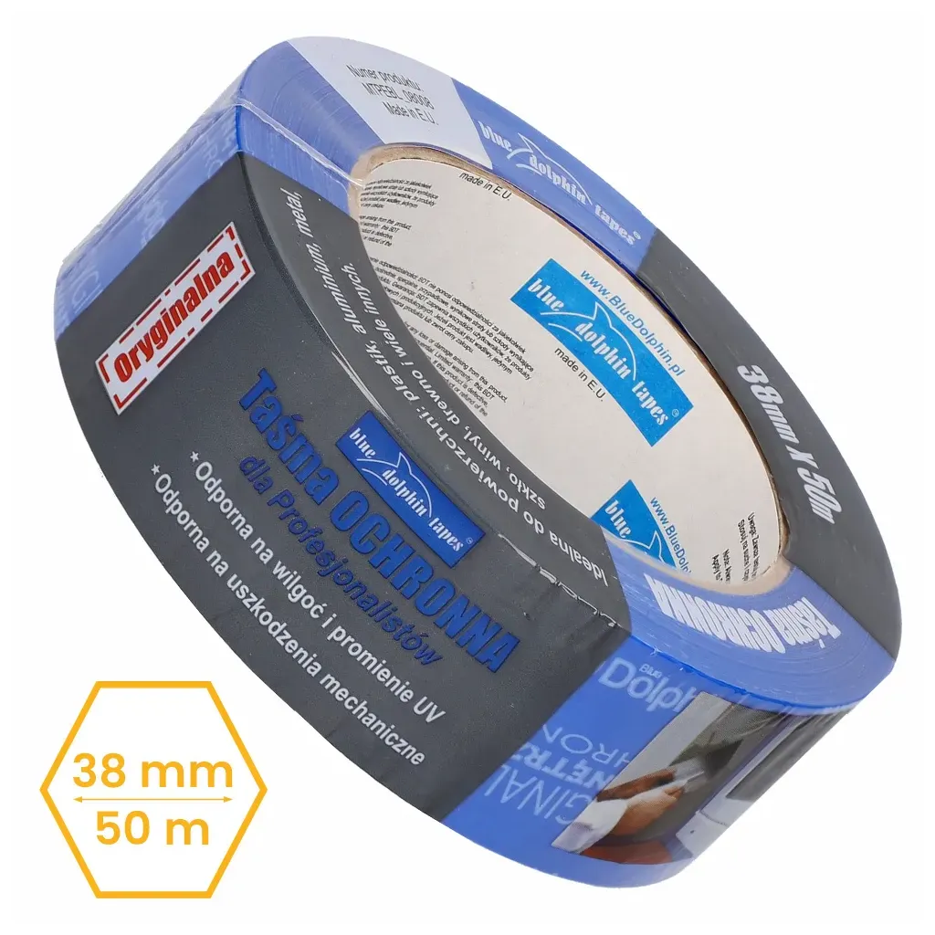 TAŚMA OCHRONNA ZEWNĘTRZNA PCV 38mm x 50m BLUE DOLPHIN