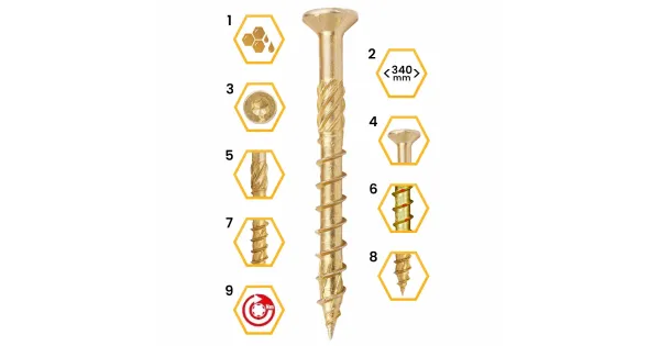 WKRĘTY CIESIELSKIE STOŻKOWE TORX 6x80 100szt