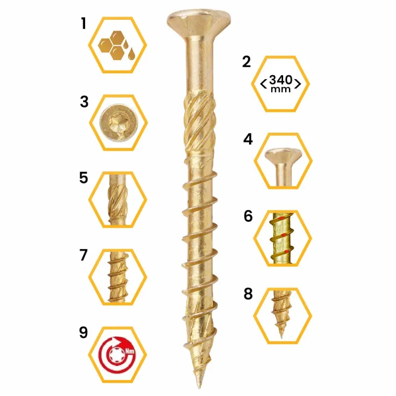 WKRĘTY CIESIELSKIE STOŻKOWE TORX 6x80 100szt