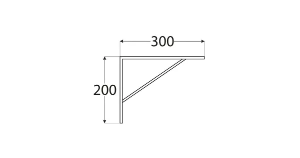 WSPORNIK PÓŁKI SZARY WZMOCNIONY 300x200x4,0 WSWP 300