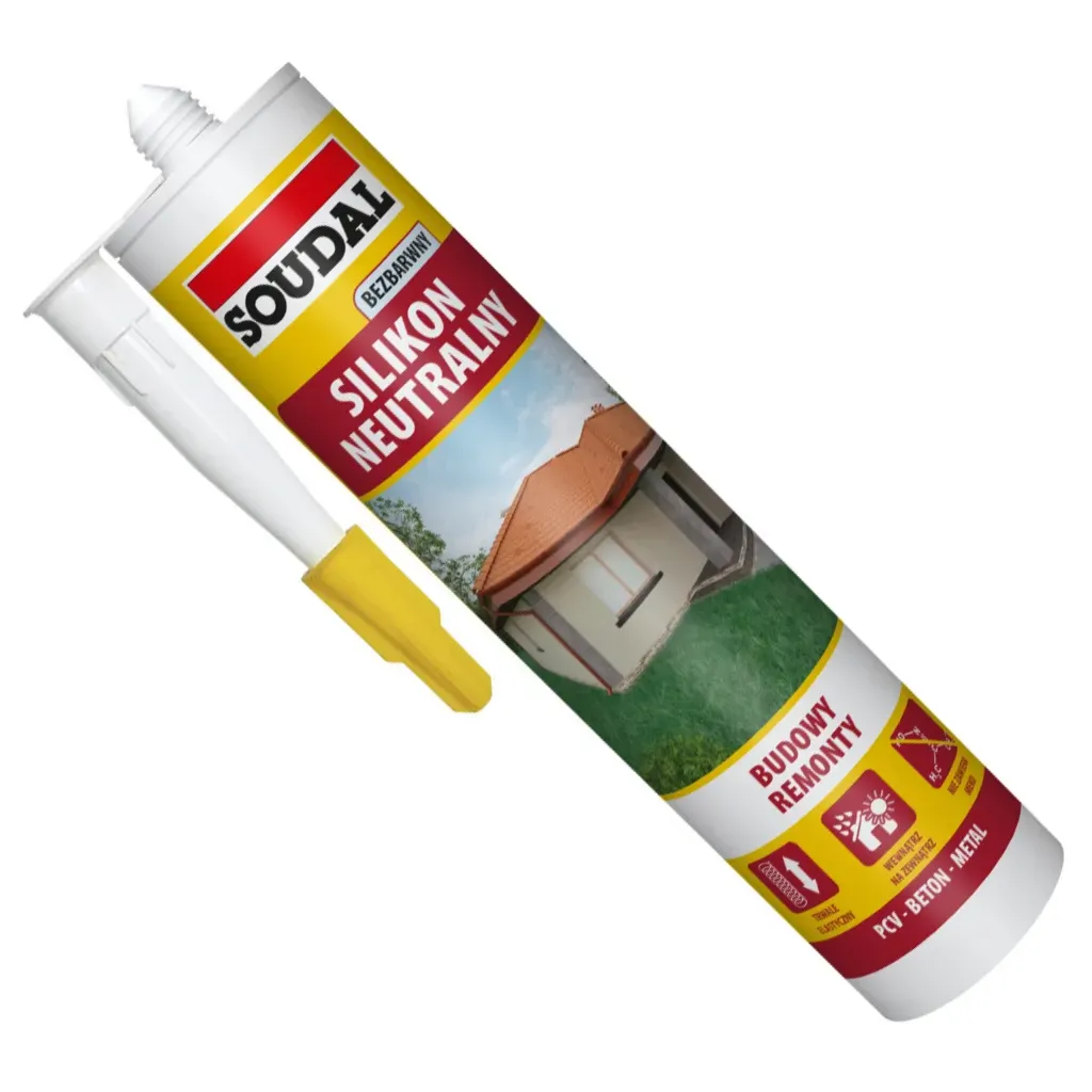 Silikon Neutralny Budowlany Bezbarwny Soudal 280ml Uszczelniacz Elastyczny