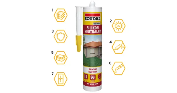 Silikon Neutralny Budowlany Bezbarwny Soudal 280ml Uszczelniacz Elastyczny