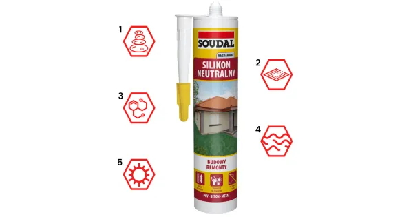 Silikon Neutralny Budowlany Bezbarwny Soudal 280ml Uszczelniacz Elastyczny