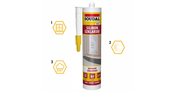 SILIKON USZCZELNIACZ SZKLARSKI BIAŁY SOUDAL 280 ml