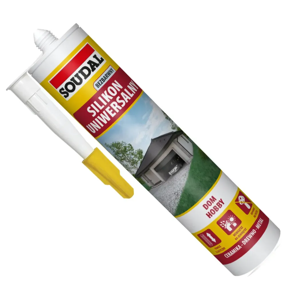 Silikon Przezroczysty Uniwersalny Bezbarwny Uszczelniacz Soudal 280 ml
