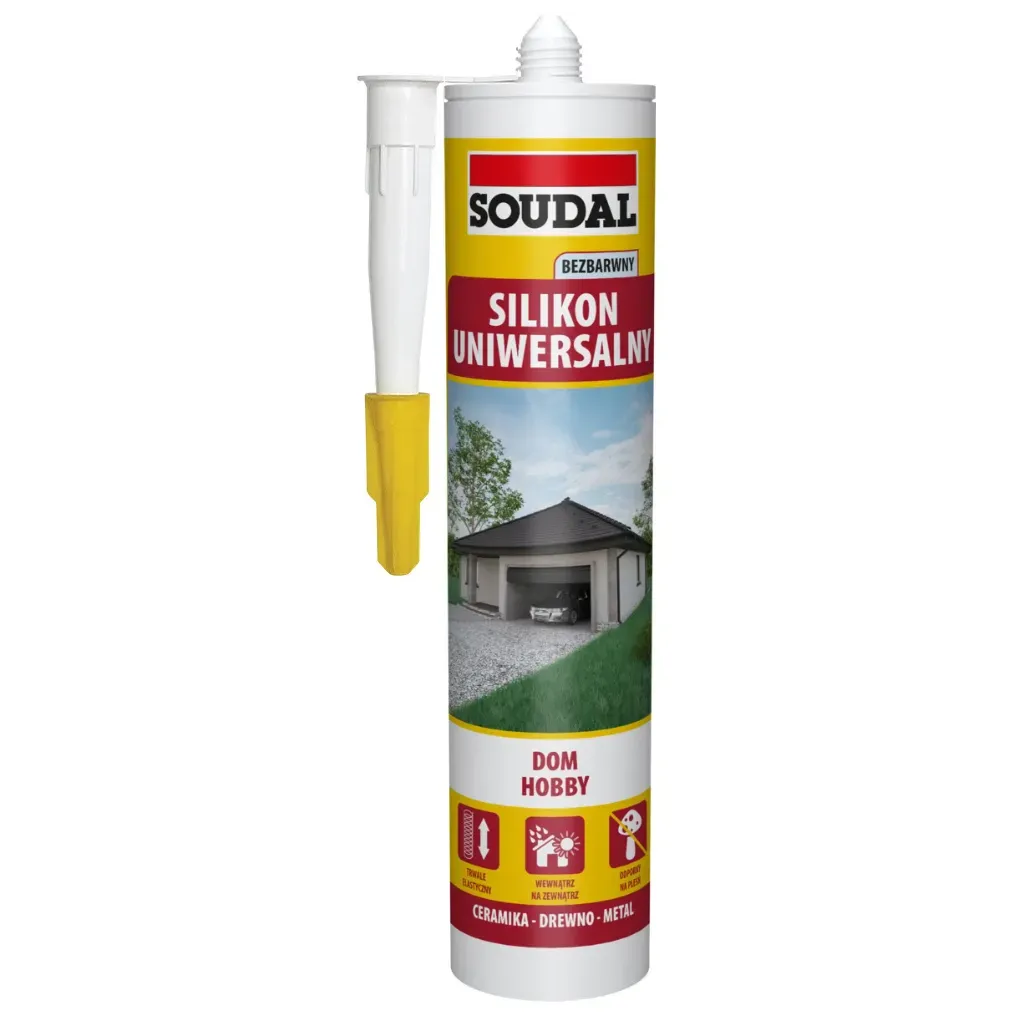 Silikon Przezroczysty Uniwersalny Bezbarwny Uszczelniacz Soudal 280 ml
