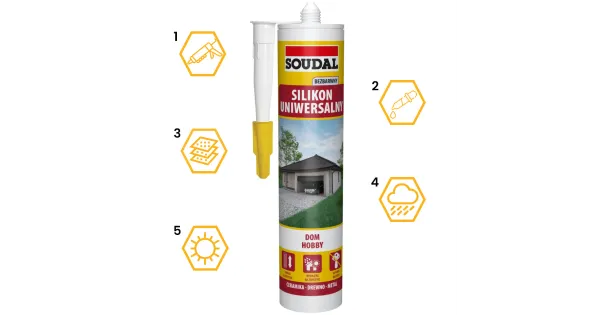 Silikon Przezroczysty Uniwersalny Bezbarwny Uszczelniacz Soudal 280 ml