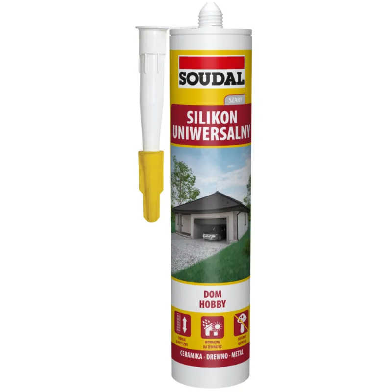 SILIKON UNIWERSALNY USZCZELNIACZ SZARY SOUDAL 280 ml