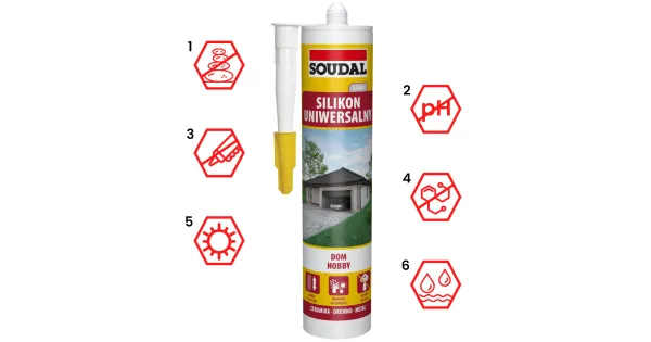 SILIKON UNIWERSALNY USZCZELNIACZ SZARY SOUDAL 280 ml