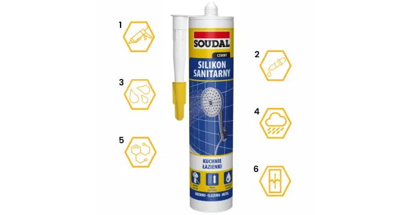 SILIKON SANITARNY USZCZELNIACZ CZARNY SOUDAL 280 ml