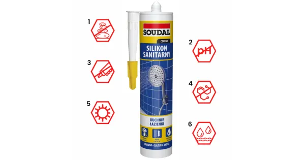 SILIKON SANITARNY USZCZELNIACZ CZARNY SOUDAL 280 ml