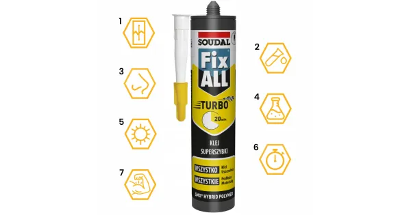 FIX ALL TURBO KLEJ USZCZELNIACZ HYBRYDOWY BIAŁY SOUDAL 290 ml