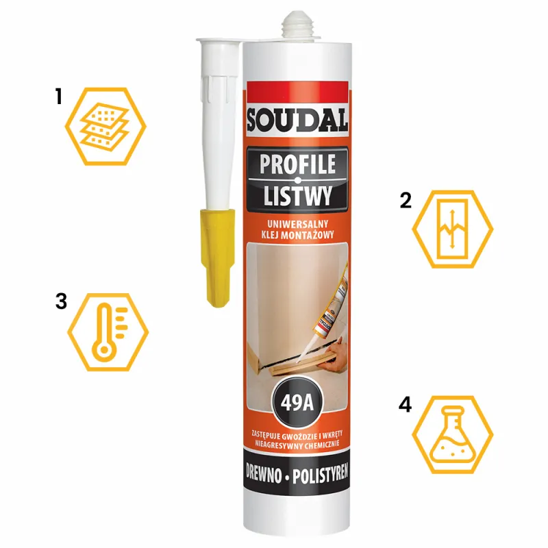 UNIWERSALNY KLEJ MONTAŻOWY 49A SOUDAL 280 ml