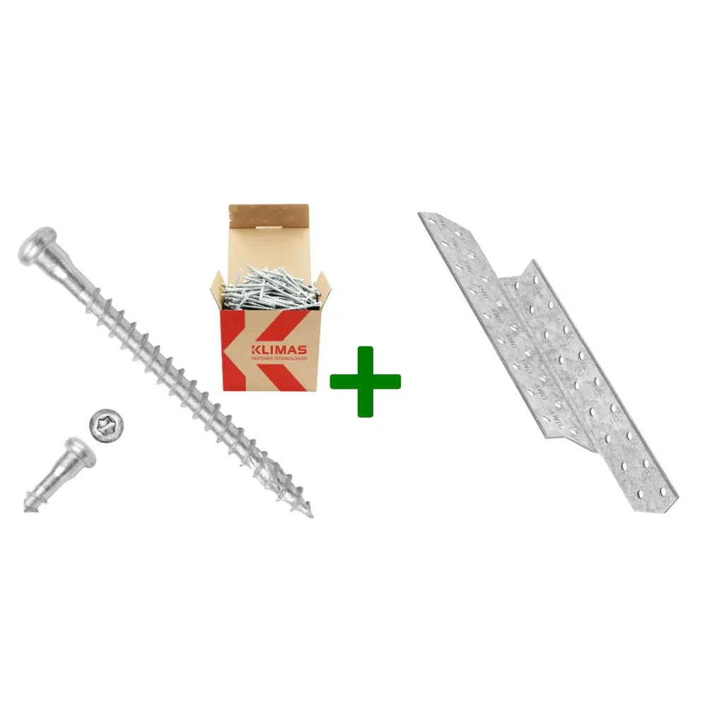 Łącznik krokwiowy LK6 + wkręty do łączników 5x70mm