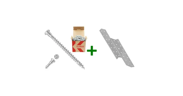 Łącznik krokwiowy LK4 + wkręty do łączników 5x60mm