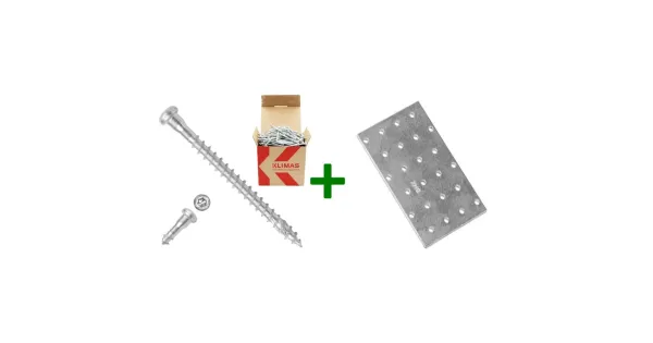Płytka perforowana łącznik płaski PP33 + wkręty do łączników 5x70mm