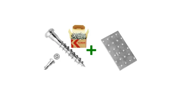 Płytka perforowana łącznik płaski PP33 + wkręty do łączników 5x40mm