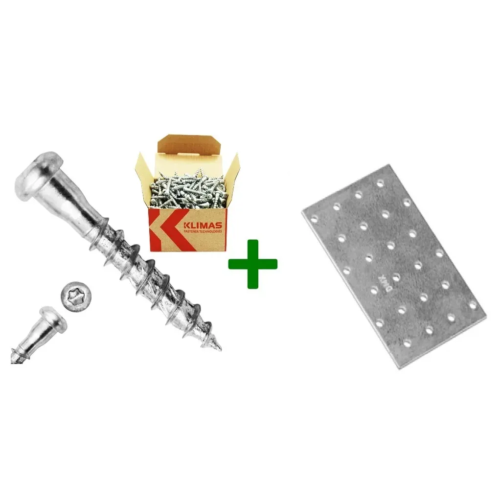 Płytka perforowana łącznik płaski PP33 + wkręty do łączników 5x40mm