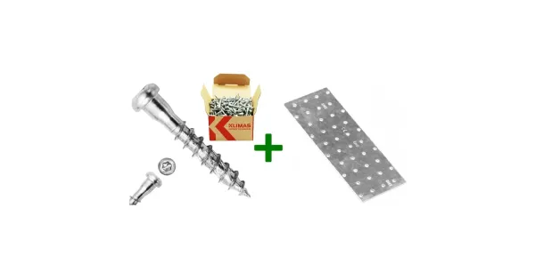 Płytka perforowana łącznik płaski PP9 + wkręty do łączników 5x40mm