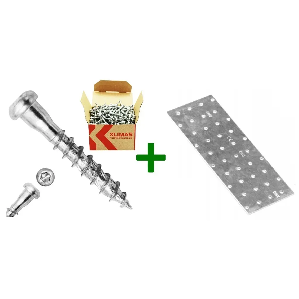 Płytka perforowana łącznik płaski PP9 + wkręty do łączników 5x35mm