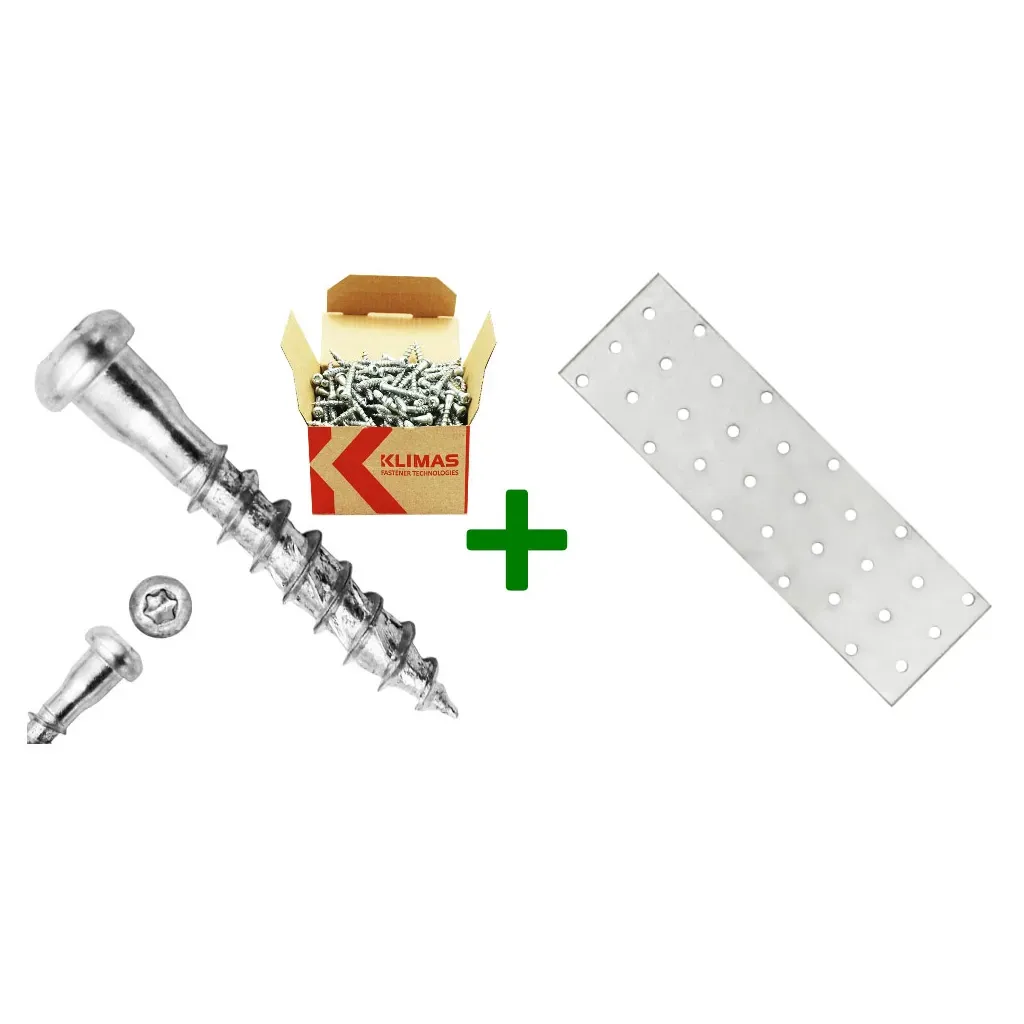 Płytka perforowana łącznik płaski PP7 + wkręty do łączników 5x35mm